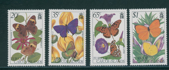 Turks & Caicos Scott #507-510 MNH Butterflies and Plants CV$3+ 414530