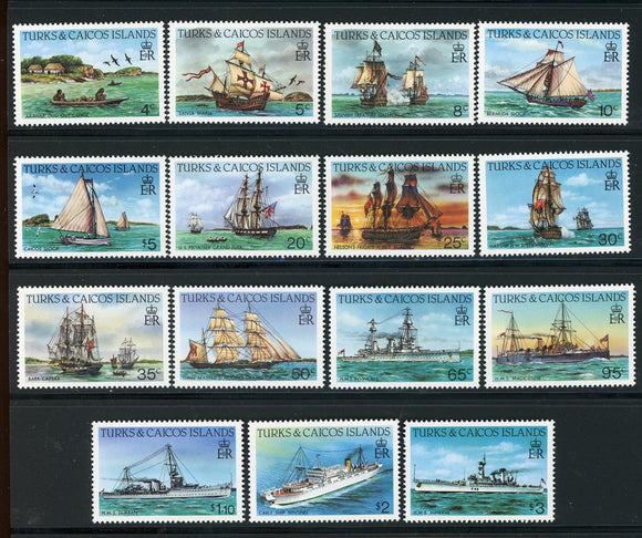 Turks & Caicos Scott #578-592 MNH 1983 Ships Definitives CV$59+ 414561