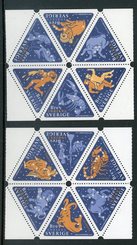Sweden Scott #2354-2355 MNH PANES Signs of the Zodiac CV$25+ 417352