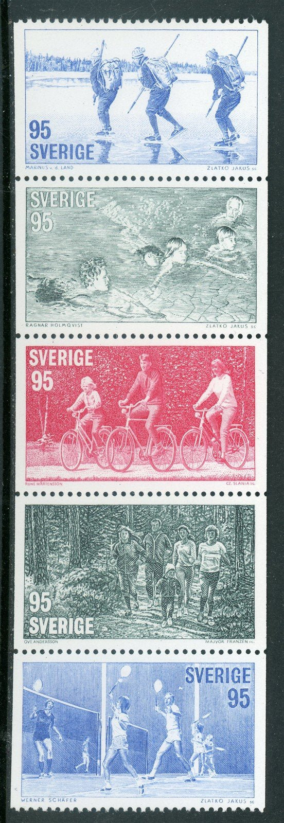 Sweden Scott #1196-1200 MNH STRIP Physical Fitness $$ 417377
