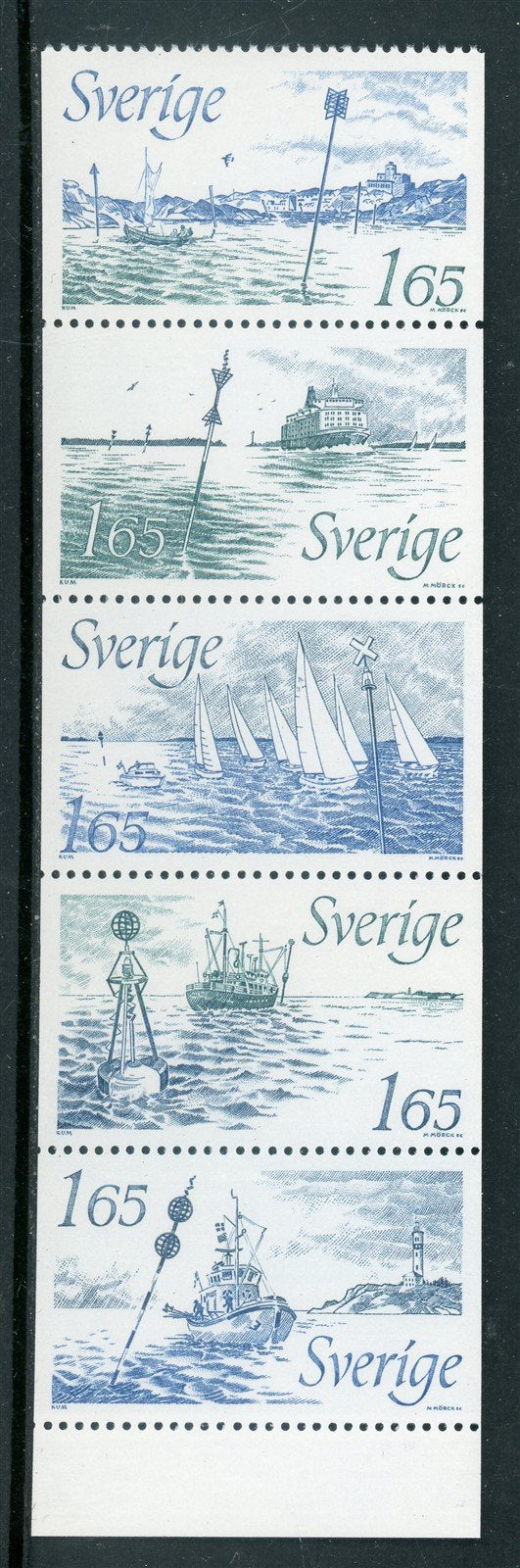 Sweden Scott #1410-1414 MNH STRIP Buoy Signals CV$2+ 417388
