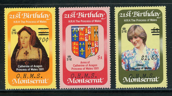 Montserrat Scott #O62-O64 MNH Princess Diana 21st Birthday CV$5+ 417469
