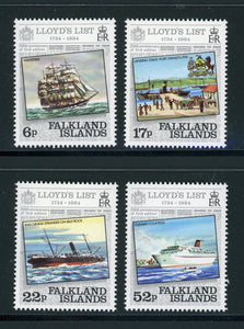 Falkland Islands Scott #404-407 MNH Lloyd's List 250th ANN CV$3+ 417522