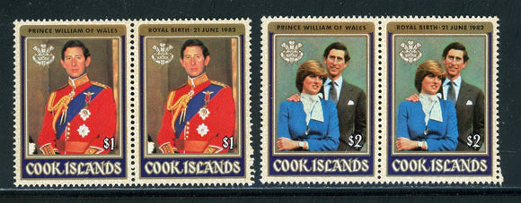 Cook Islands Scott #679-680 MNH PAIRS Birth of Prince William CV$5+ 417557