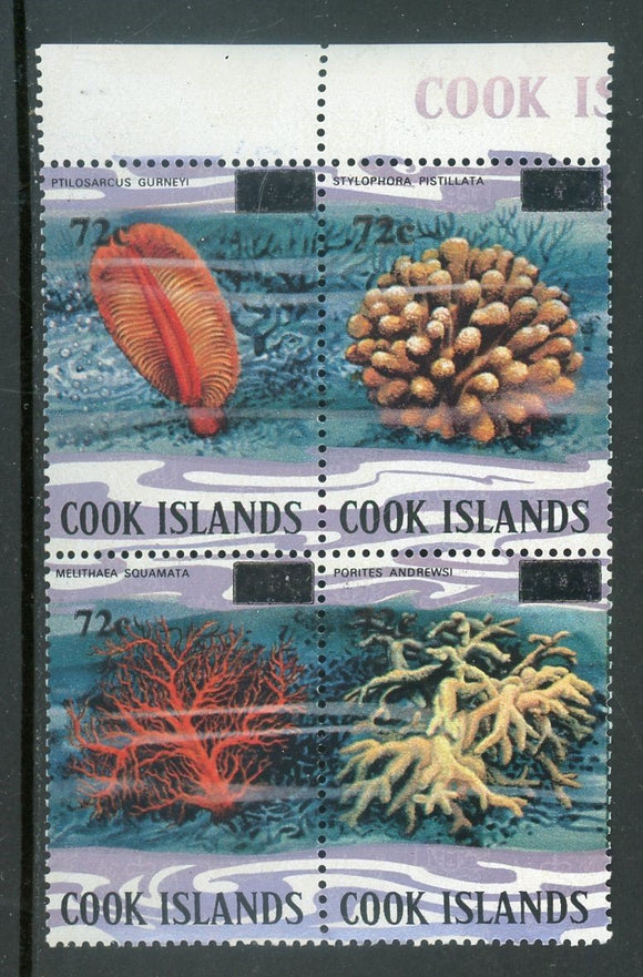 Cook Islands Scott #714 MNH BLOCK SCHG 72c on Marine life FAUNA CV$10+ 417591