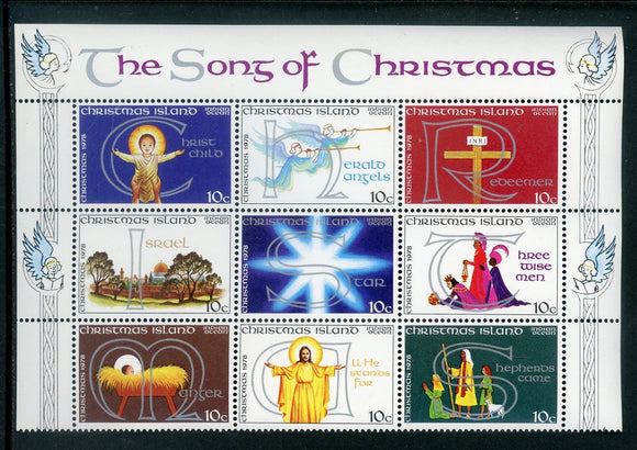 Christmas Island Scott #88a-f MNH BLOCK of 9 Song of Christmas CV$2+ 417598