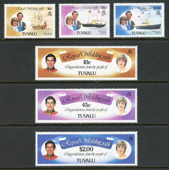 Tuvalu Scott #157-162 MNH Prince Charles Lady Diana Wed CV$3+ 417638