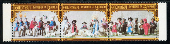 Colombia Scott #C684a MNH STRIP of 3 Christmas Navidad 1979 Triptych CV$4+