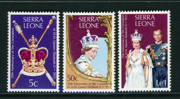 Sierra Leone Scott #444-446 MNH Coronation of Queen Elizabeth II ANN $$ 420338