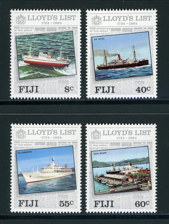 Fiji Scott #509-512 MNH Lloyd's List 250th ANN CV$5+ 420371