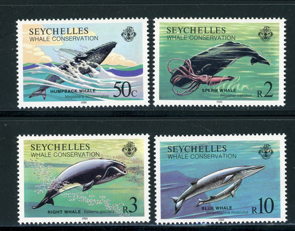 Seychelles Scott #555-558 MNH Whale Conservation FAUNA CV$23+ 420391
