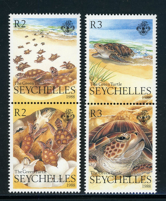 Seychelles Scott #638-641 MNH Pairs Turtles FAUNA CV$12+ 420392