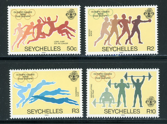 Seychelles Scott #547-550 MNH OLYMPICS 1984 Los Angeles CV$3+ 420402