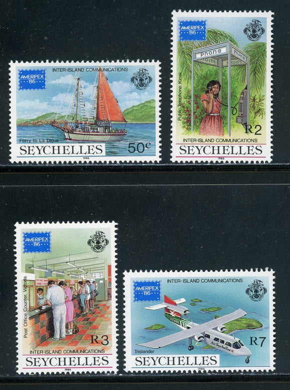Seychelles Scott #597-600 MNH AMERIPEX '86 Stamp EXPO CV$9+ 420407