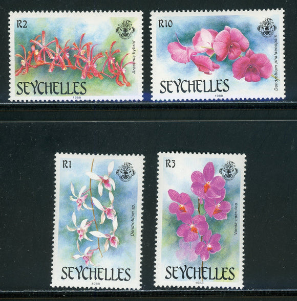 Seychelles Scott #661-664 MNH Orchids Flowers FLORA CV$10+ 420449