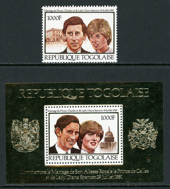 Togo Scott #1105-1106 MNH Gold Foil Prince Charles Lady Diana Wed CV$9+ 420458