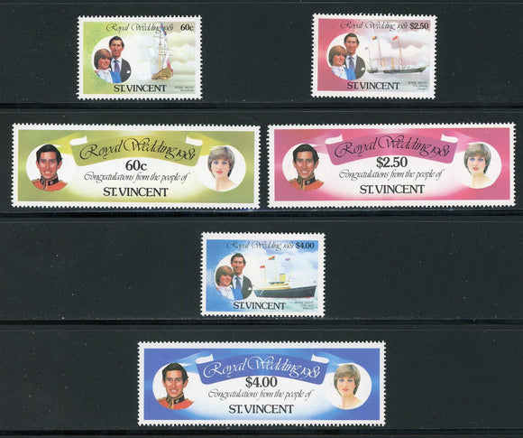 St. Vincent Scott #627-632 MNH Prince Charles Lady Diana Wed CV$4+ 420481