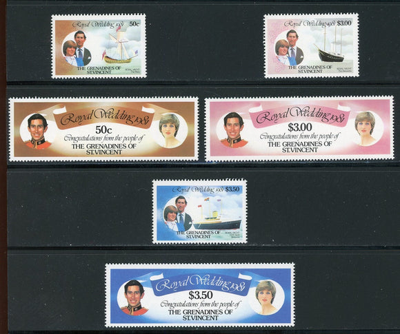 St. Vincent Grenadines Scott #209-214 MNH Prince Charles Lady Diana CV$2+ 420483