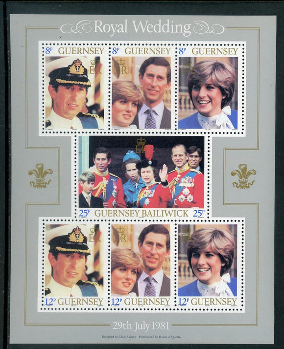 Guernsey Scott #226a MNH S/S Prince Charles Lady Diana Wed CV$2+ 420510