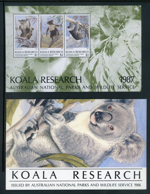 Australia Nat'l Park & Wildlife Issues MNH Koala Research 1986-87 $$ 420552