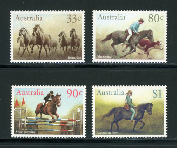 Australia Scott #984-987 MNH Horses FAUNA CV$5+ 420625