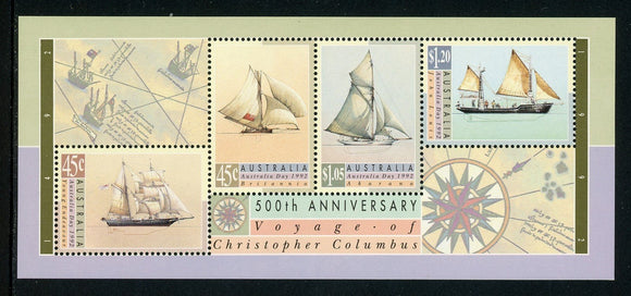 Australia Scott #1252a MNH S/S Voyages of Columbus CV$6+ 420647