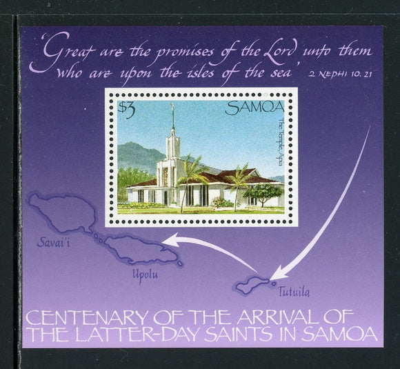 Samoa Scott #720 MNH S/S Arrival of LDS Centenary CV$3+ 420684