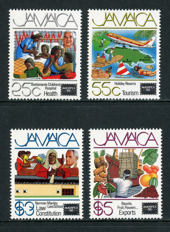 Jamaica Scott #625-628 MNH AMERIPEX '86 Stamp EXPO CV$9+ 420760