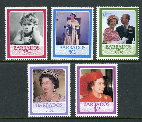 Barbados Scott #675-679 MNH Queen Elizabeth II 60th B'day CV$3+ 420775