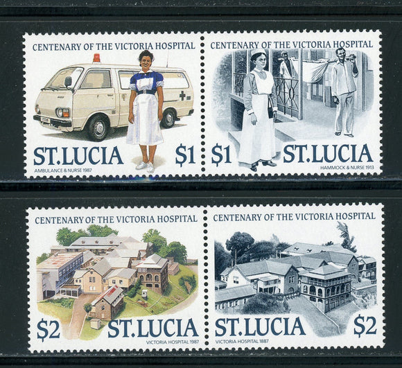 St. Lucia Scott #894-895 MNH PAIRS Victoria Hospital Centenary CV$12+ 420794