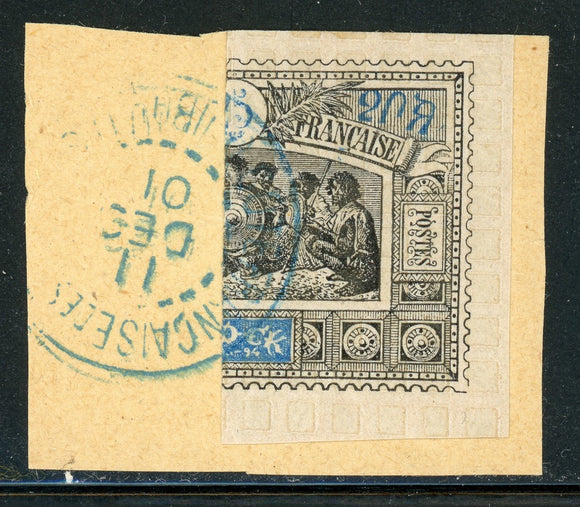 OBOCK Used: Scott #53a (5c) BISECT on PIECE with 1901 Cancel $$$