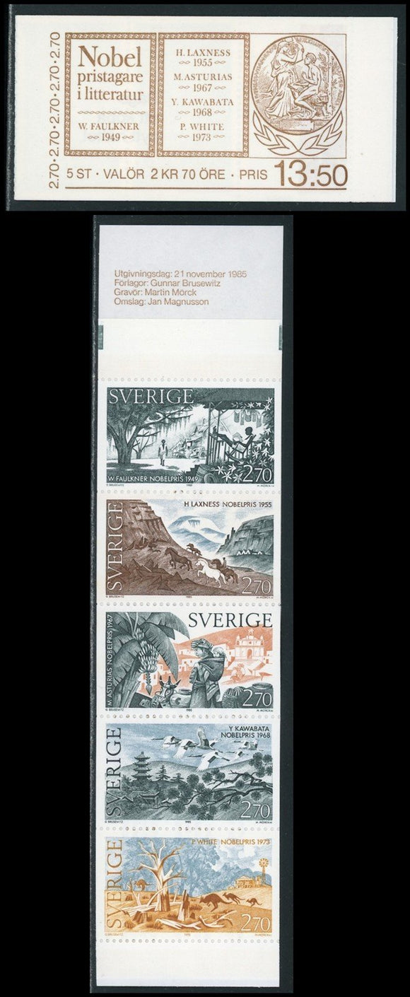 Sweden Scott #1566a MNH BKLT Nobel Laureates in Literature CV$5+ 423830
