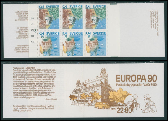 Sweden Scott #1812a MNH BKLT Europa 1990 Post Offices CV$11+ 423875