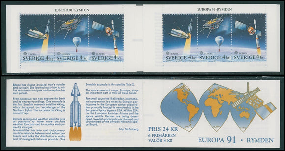 Sweden Scott #1893a MNH BKLT Europa 1991 Space CV$11+ 423892