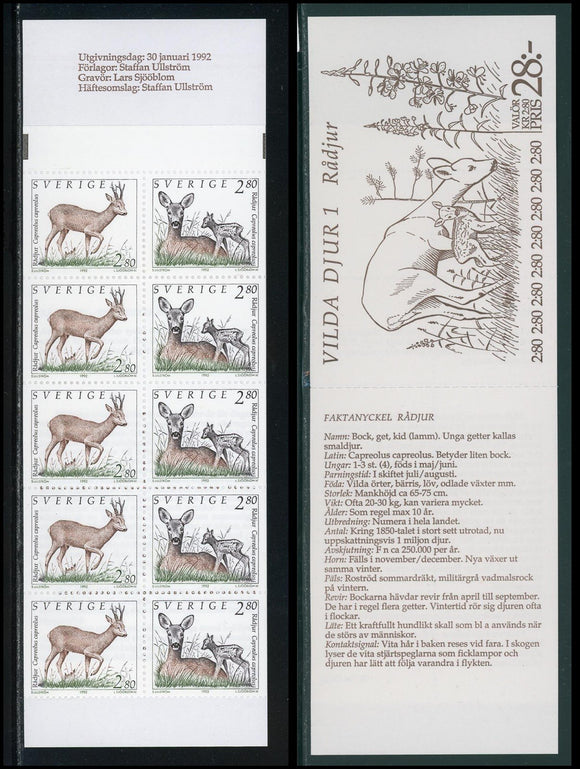 Sweden Scott #1921b MNH BKLT Conservation Deer FAUNA CV$9+ 423897
