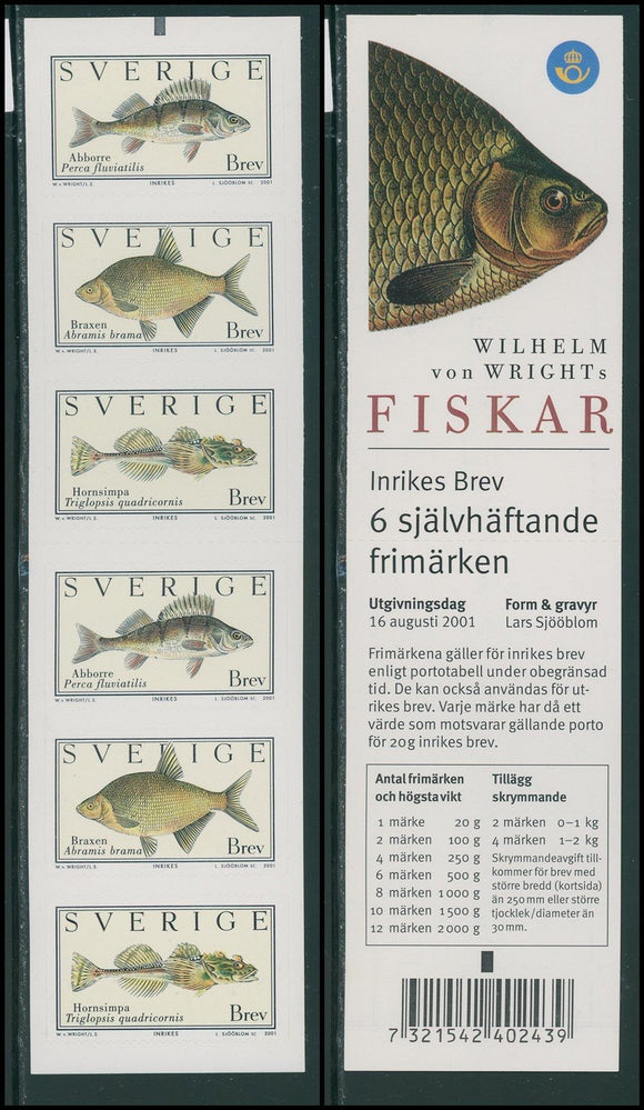 Sweden Scott #2420d SA BKLT Fish FAUNA CV$11+ 424006