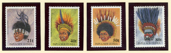 Papua New Guinea Scott #778-781 MNH Native Headdresses Culture CV$7+ 424086