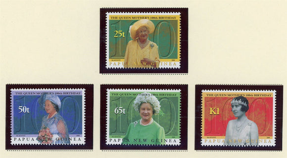 Papua New Guinea Scott #980-983 MNH Queen Mother 100th Birthday CV$3+ 424141