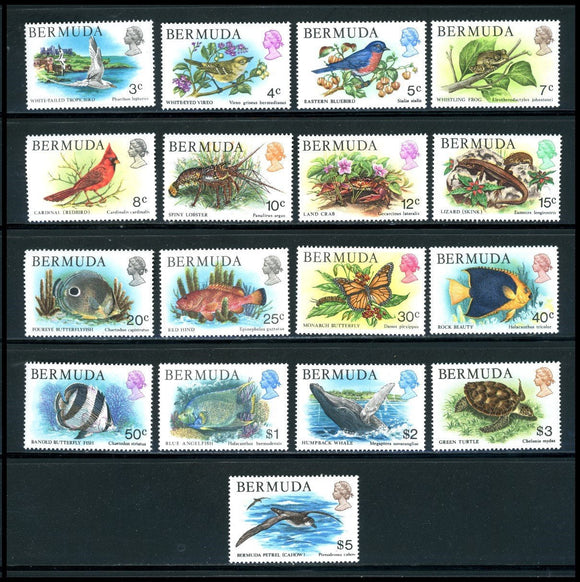 Bermuda Scott #363-379 MNH 1978-79 Birds FAUNA Fish Marine Life CV$29+ 426281