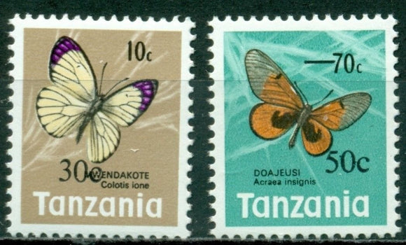 Tanzania Scott #135-136 MNH SCHG on Butterflies FAUNA CV$10+