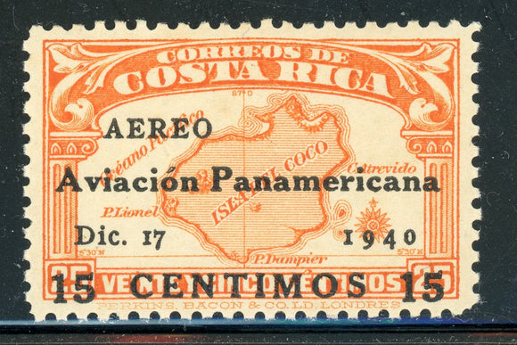 COSTA RICA MNH Air Post: Scott #C55a 15c/25c Orange ERROR CV$70++