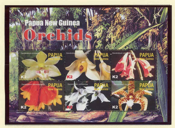 Papua New Guinea Scott #1124 MNH SHEET of 6 Orchids Flowers FLORA CV$12+ 427309