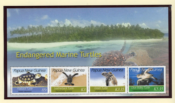 Papua New Guinea Scott #1253 MNH SHEET Endangered Turtles FAUNA CV$13+ 427317