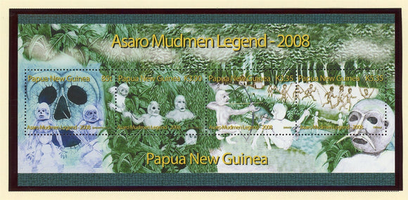 Papua New Guinea Scott #1298a MNH SHEET of 4 Asaro Mudmen Legend CV$9+ 427327