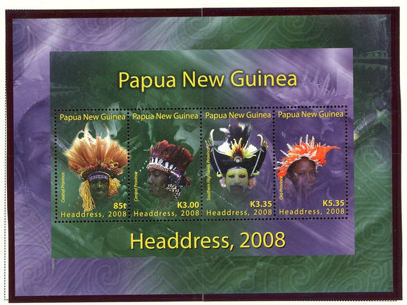 Papua New Guinea Scott #1323 MNH SHEET of 4 Headdresses CV$9+ 427336