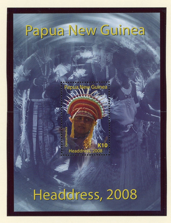 Papua New Guinea Scott #1324 MNH S/S Headdresses CV$7+ 427337