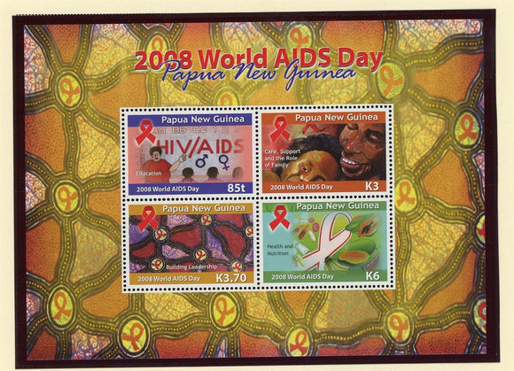 Papua New Guinea Scott #1348 MNH SHEET of 4 World AIDS Day CV$14+ 427343
