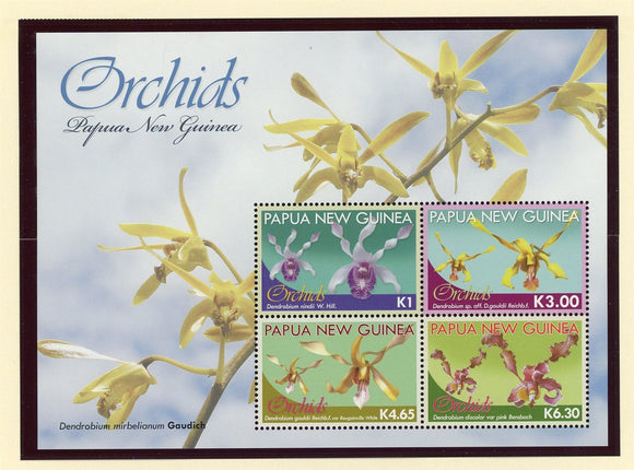 Papua New Guinea Scott #1496 MNH SHEET of 4 Orchids Flowers FLORA CV$11+ 427390