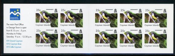 Cayman Islands Scott #983d SA BOOKLET Birds 25c FAUNA CV$8+ 427494