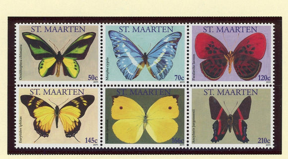 St Martin Scott #5 MNH BLOCK of 6 Butterflies Insects FAUNA CV$8+ 427621